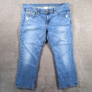 Banana Republic Cropped Jeans Womens 14 Blue Stretch Mid Rise‎ Distressed USA